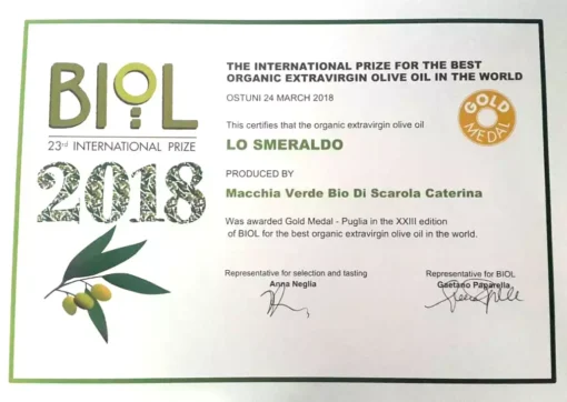 huile d'olive gagnante du test à la médaille d'or Biol